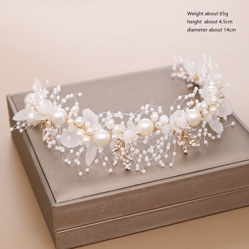 DP HG-2020 Alloy rhinestone pearl baroque crown