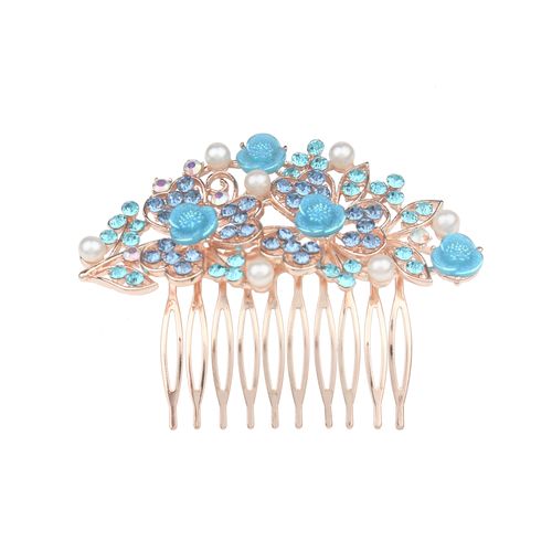 DP A-303 Fashion Alloy colorful rhinestone pearl flower hairpin