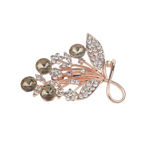 New high quality flower leaf brooch shiny luxury alloy colorful rhinestone brooch wholesale