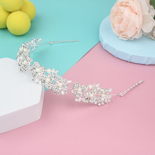 DP E-105  Alloy rhinestone pearl butterfly flower Hair Chain