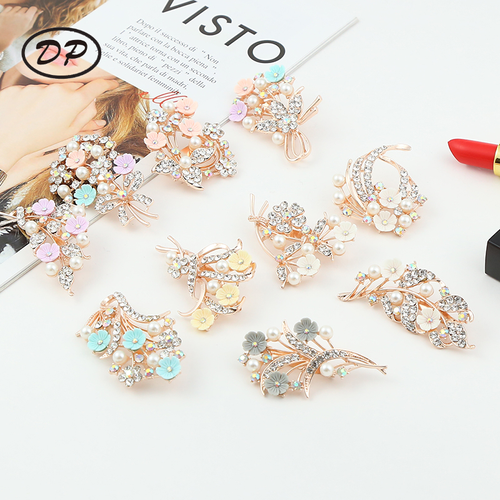 DP Y-36  Alloy rhinestone pearl colorful flower brooch