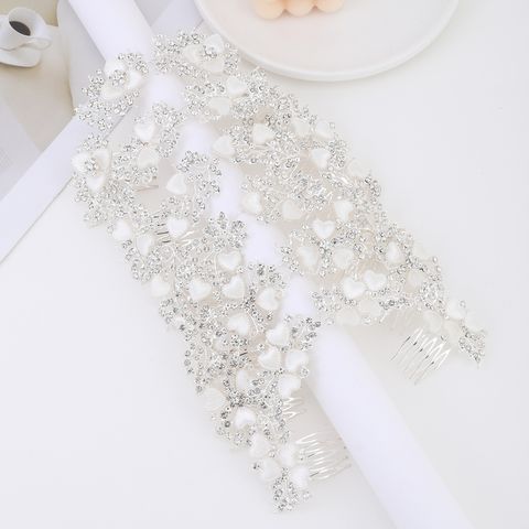 DP A-79  Alloy rhinestone pearl heart flower fork comb chain