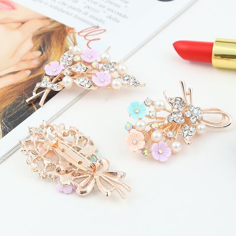 DP Y-36 Broche de flor de colores de perlas de diamantes de imitación de aleación