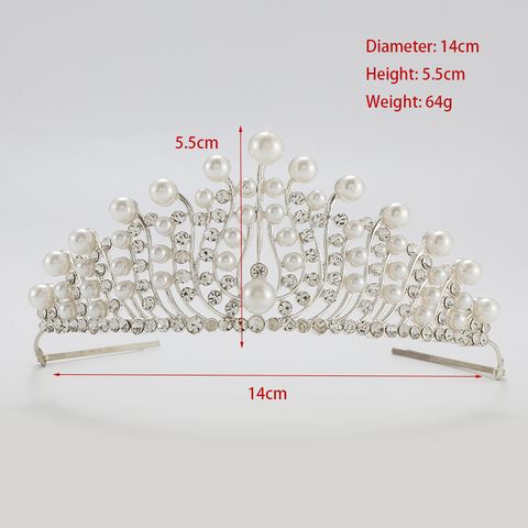 DP H-21 Alloy rhinestone pearl baroque crown