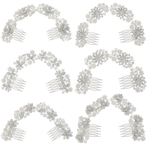 DP A-108 Alloy rhinestone pearl butterfly flower fork comb chain