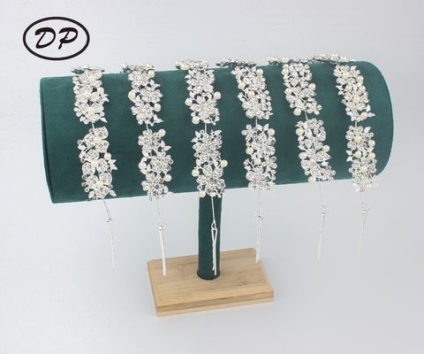 DP E-105 합금 라인석 진주 나비 꽃 헤어 체인