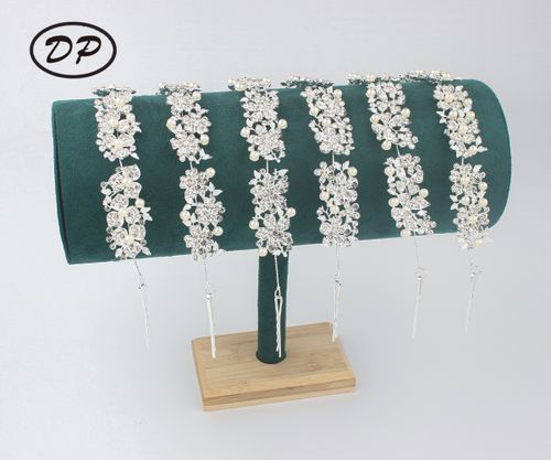 DP E-105 합금 라인석 진주 나비 꽃 헤어 체인
