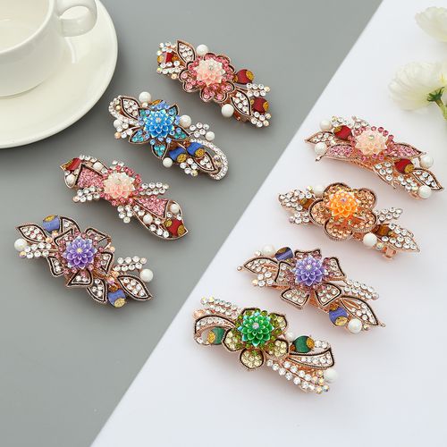 DP B-3767 Alloy strass pérola borboleta pavão flor grampo de cabelo