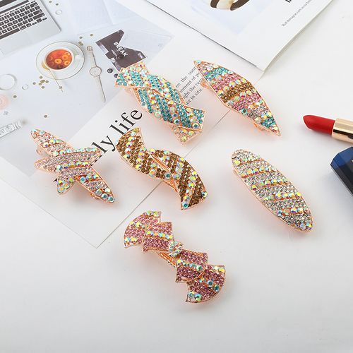 DP B-5019 Grampo de cabelo com design de arco estrela geométrica de strass liga colorida