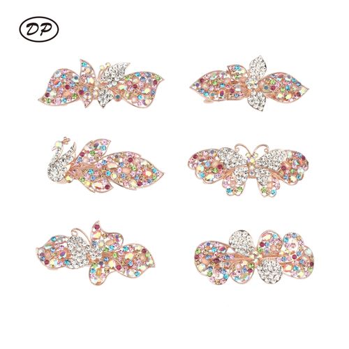 DP B-5115 Alloy strass pavão borboleta flor grampo de cabelo
