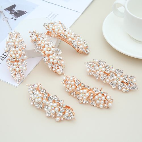 DP B-5028 Alloy strass pérola flor grampo de cabelo