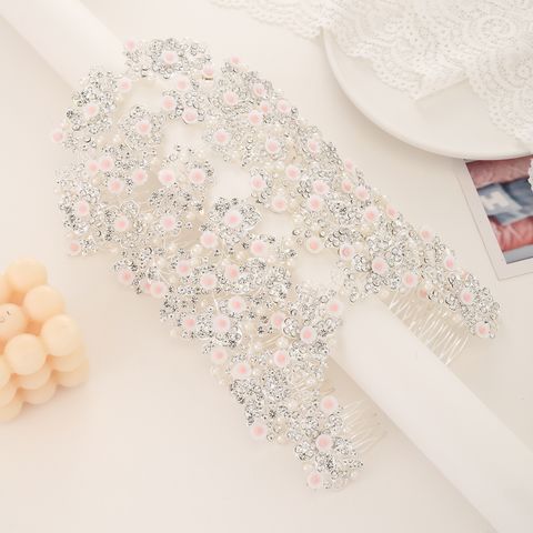 DP A-104 Gabelkammkette mit weißen Blumen aus Legierungs-Strass