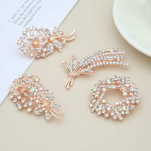 DP Y-41   Elegant  Alloy rhinestone Garland rice spike flower brooch