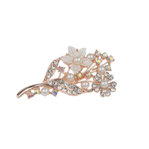 Nuevo broche de flor de alta calidad, broche de diamantes de imitación de perlas de aleación de lujo brillante al por mayor
