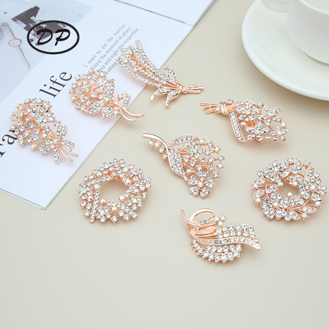 Broche de flor de espiga de arroz con guirnalda de diamantes de imitación de aleación elegante DP Y-41