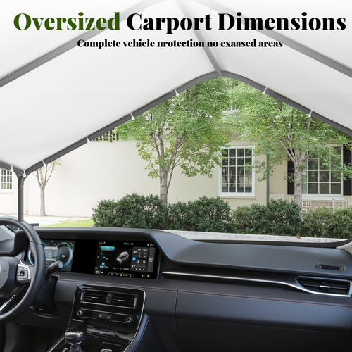 Phonjoroo 10x20 Carport Heavy Duty Portable Garage Shelter Metal Car Canopy Tent with UV-Resistant & Weatherproof Top Cover for RV & Vehicles