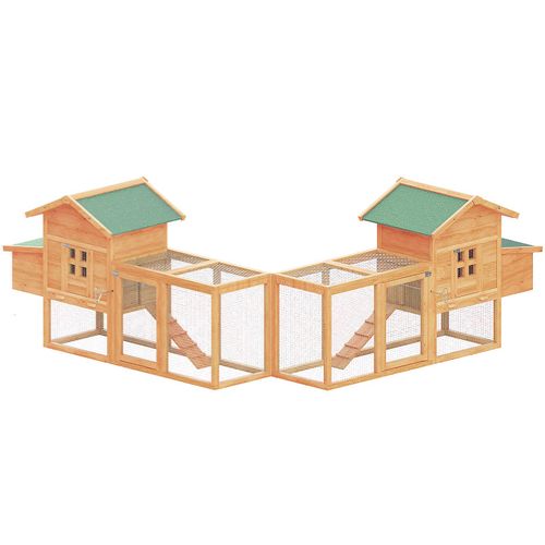 Phonjoroo 160" Chicken Coop for 4-8 Chickens Outdoor Wooden Rabbit Hutch Poultry House with Ramp, Tray, Egg Box & Waterproof Roof