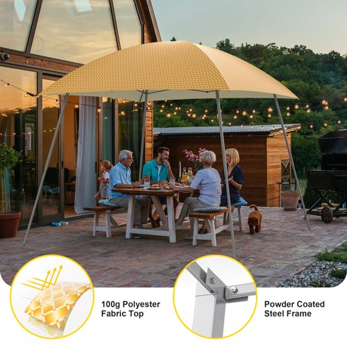 Phonjoroo Ez Pop Up Canopy Party Tent with Carry Bag Instant Shelter Slant Leg Easy Gazebo 8'×8', Orange Stripe