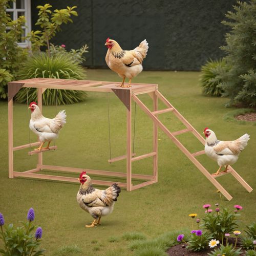 Chicken Perch with Swing Chicken Roosting Bars Chicken Activity Play Coop Accessories Toy Wooden Chicken Ladder for Backyard Farm