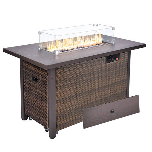 Grezone 42'' Propane Gas Fire Pit Table 50,000 BTU Auto-Lgnition Gas Firepit