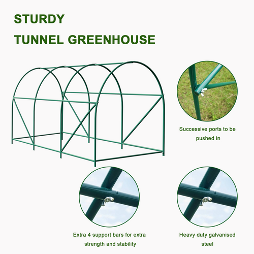 Greenhouse with Watering System, Large Walk-in Greenhouse Reinforced Metal Frame, 6 Screen Windows and 1 Door