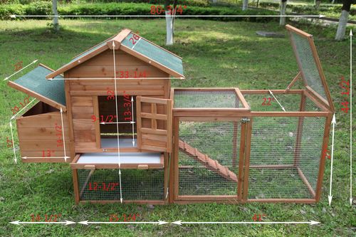 Gojooasis Outdoor 80'' Wooden Chicken Coop Nest Box Hen House Poultry Pet Hutch Garden Backyard Cage