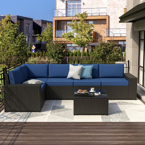 6-Piece Patio Furniture Set All-Weather Outdoor Conversation Sectional Sofa