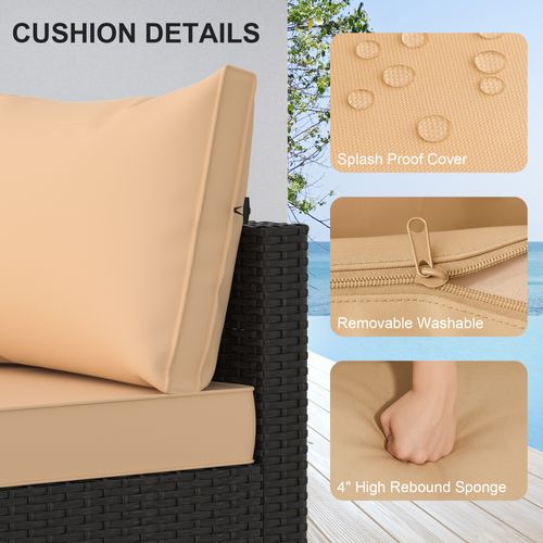 Phonjoroo 5pcs Patio Furniture Sets All Weather Outdoor Sectional Sofa Manual Weaving Wicker Rattan Outdoor Conversation Set with With Cushion