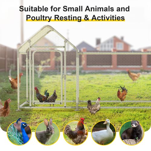 GOJOOASIS Outdoor Metal Chicken Coop Run Duck Cage Hen House for Yard with Cover
