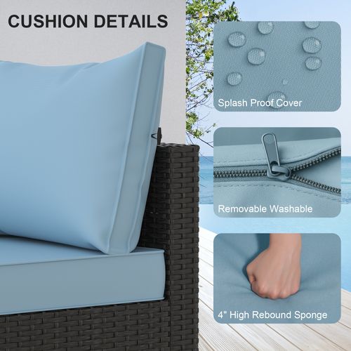 Phonjoroo 5pcs Patio Furniture Sets All Weather Outdoor Sectional Sofa Manual Weaving Wicker Rattan Outdoor Conversation Set with With Cushion
