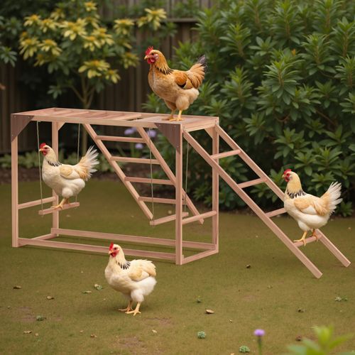 Chicken Perch with Swing Chicken Roosting Bars Chicken Activity Play Coop Accessories Toy Chicken Ladder for Backyard Farm, 97.64"×15.75"×27.56"