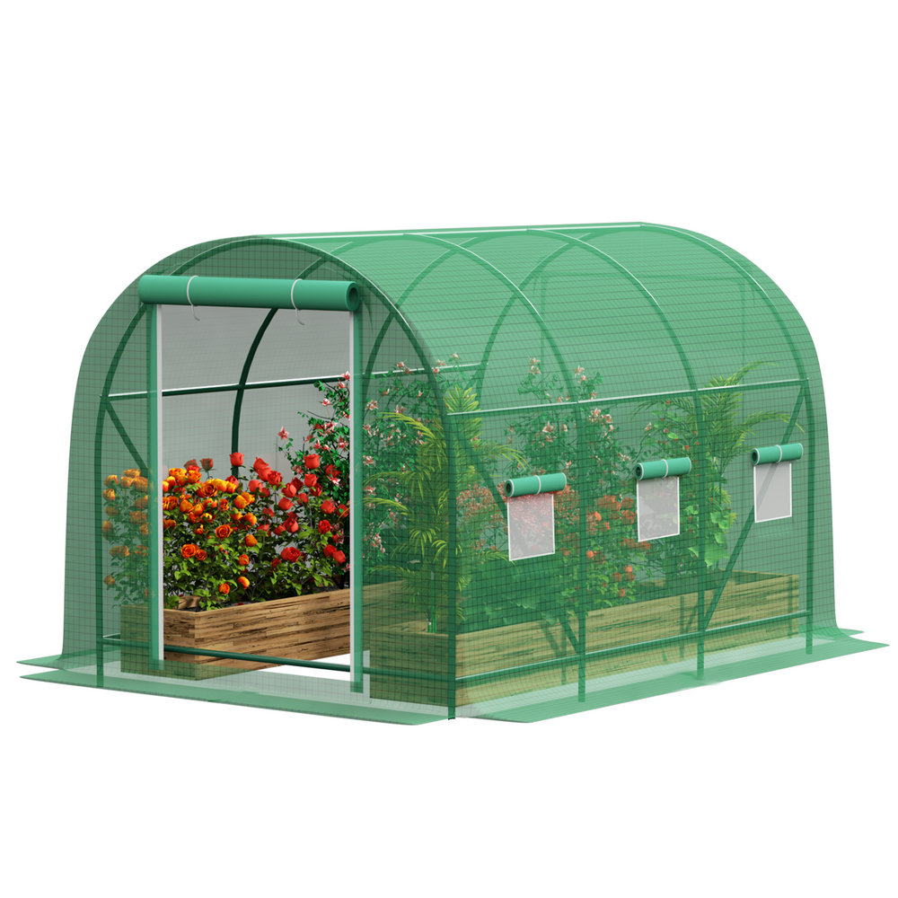 Gojooasis Walk-in Tunnel Greenhouse Galvanized Frame & Waterproof Cover 10x6.6x6.6 ft