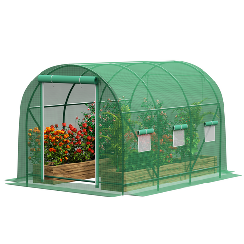 Gojooasis Walk-in Tunnel Greenhouse Galvanized Frame & Waterproof Cover 10x7x7 ft