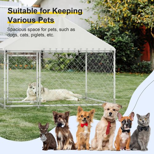 Phonjoroo Outdoor Large Dog Kennels Playpen Crate Heavy Duty Pet Cage Enclosure Run for Yard with Waterproof & UV Protected Top Cover