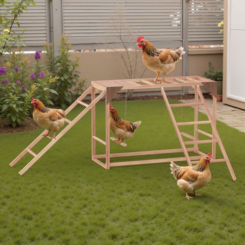 Chicken Perch with Swing Chicken Roosting Bars Chicken Activity Play Coop Accessories Toy Chicken Ladder for Backyard Farm, 97.64"×15.75"×27.56"