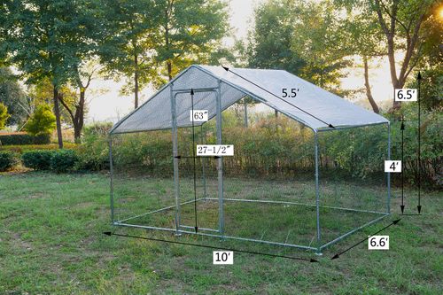 Gojooasis Large Walk-in Metal Chicken Coop Poultry Cage Hen House Chicken House for Farm Up to 12 Chickens 10’ L x 6.6’ W x 6.6’ H w/Chicken Run Cover