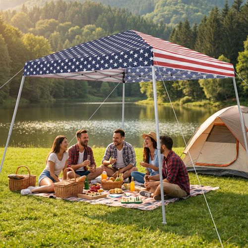 GREZONE 10x10 ft Easy-to-Set-Up Pop-Up Outdoor Awning Tent, Portable Gazebo with Outward-Sloping Legs, Ready-to-Use Awning(black)