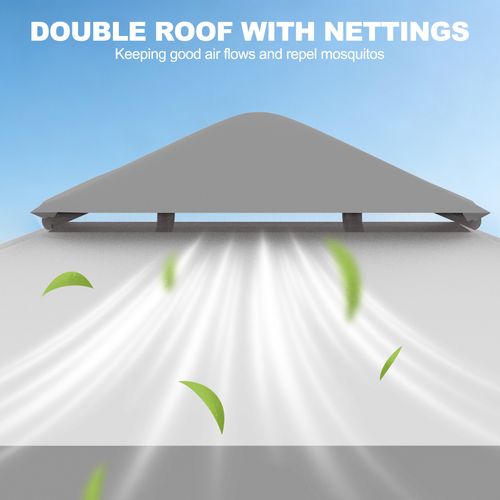 10 x 10 Pop Up Canopy Tent with Nettings, Folding Screen Tent with Double Roof Vents, 3-Height Adjustable Outdoor Canopy, Gray