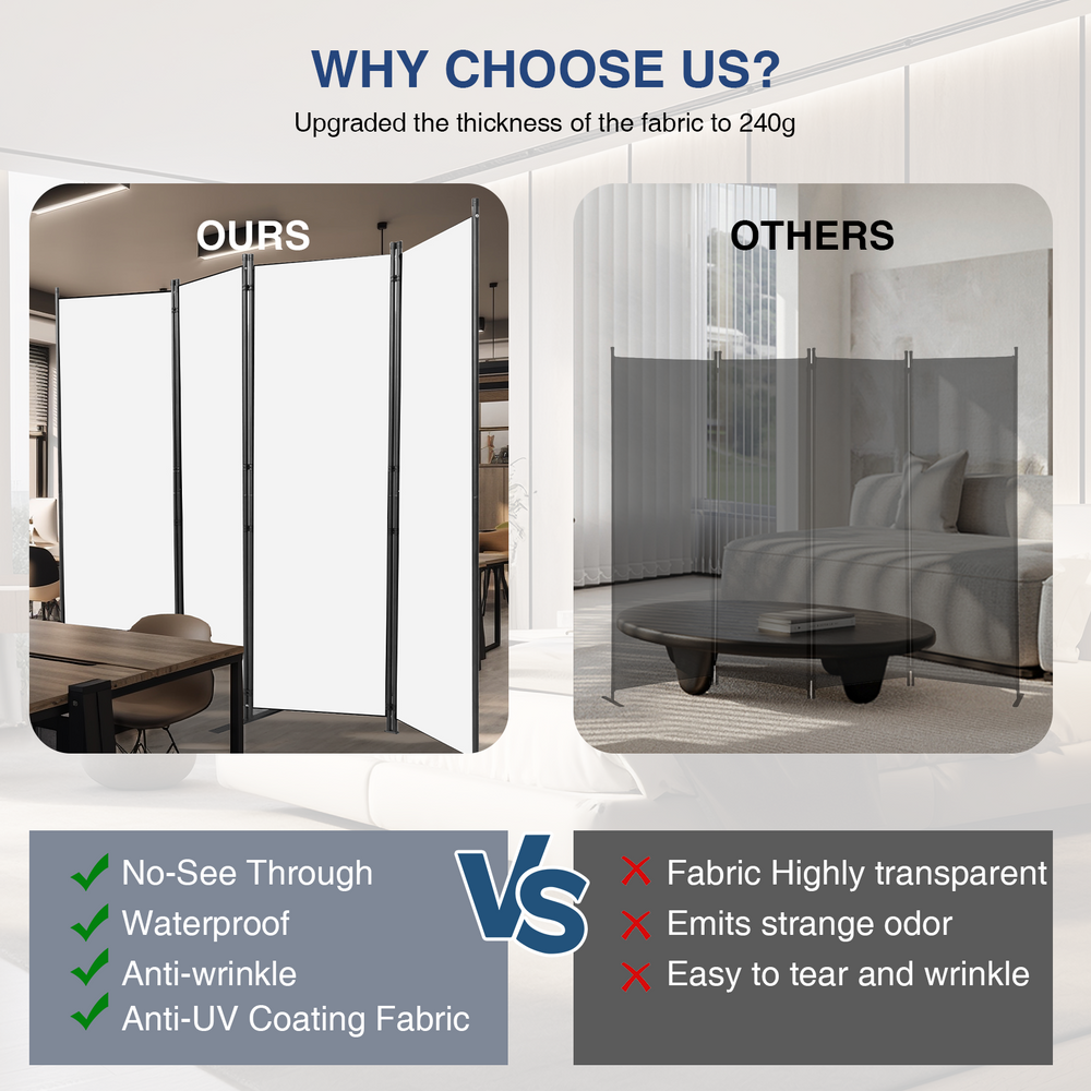 Room Divider-4 Panels Folding Privacy Screens, Partition Room Dividers Wall for Separation, Home, Office, Classroom, Studio