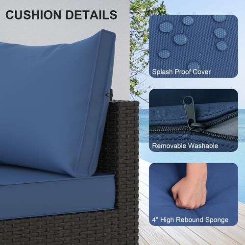 Phonjoroo 5pcs Patio Furniture Sets All Weather Outdoor Sectional Sofa Manual Weaving Wicker Rattan Outdoor Conversation Set with With Cushion