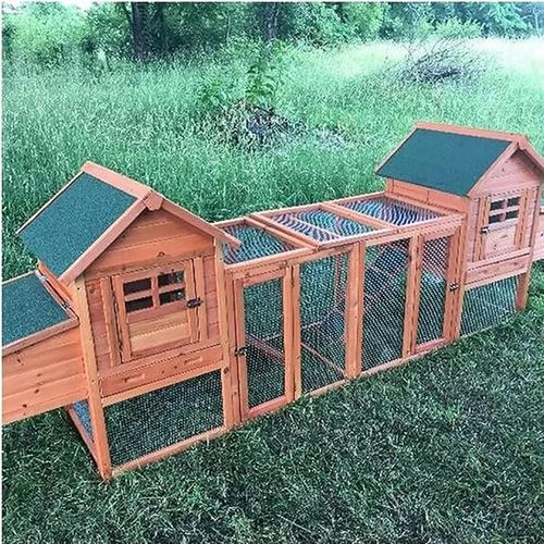 Outdoor Chicken Coop for 4-8 Chickens Wooden Hen Rabbit House Poultry Pet Hutch Run Cage