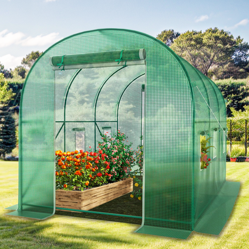 Grezjxc Walk-in Tunnel Greenhouse Galvanized Frame & Waterproof Cover 10x10x6.6 ft