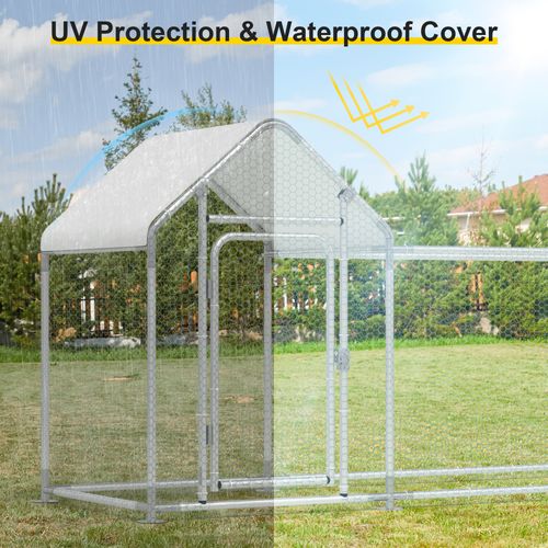 GOJOOASIS Outdoor Metal Chicken Coop Run Duck Cage Hen House for Yard with Cover