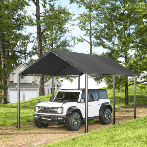 Gaildon Carport 10 x 20Ft Upgraded Heavy Duty Carport with Steel Wire Rope Portable Garage for Truck Boat Car Canopy with All-Season Tarp (Grey)