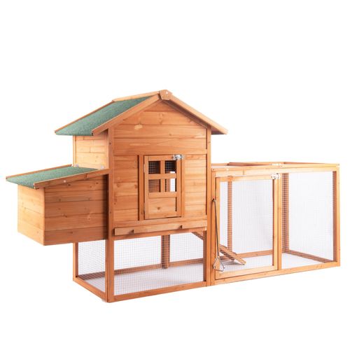 Phonjoroo 80" Chicken Coop for 2-4 Chickens Outdoor Wooden Hen House Poultry Pet Hutch for Backyard w/Run Cage & Nesting Box