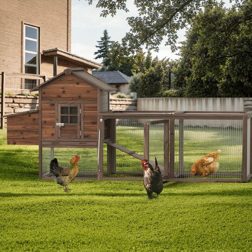 Gaildon Large Removable Chicken Coop for 4-5 Chickens ,with 2 Story Poultry Cage,Nesting Box,Pull Out Trays, Brown