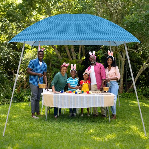 Phonjoroo Ez Pop Up Canopy Party Tent with Carry Bag Instant Shelter Slant Leg Easy Gazebo 8'×8', Blue Stripe