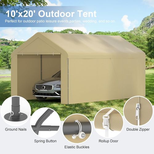 Gojooasis Carport 10x20 Car Ports Heavy Duty Carports Portable Garage Car Canopy Tent Outdoor Car Shelter