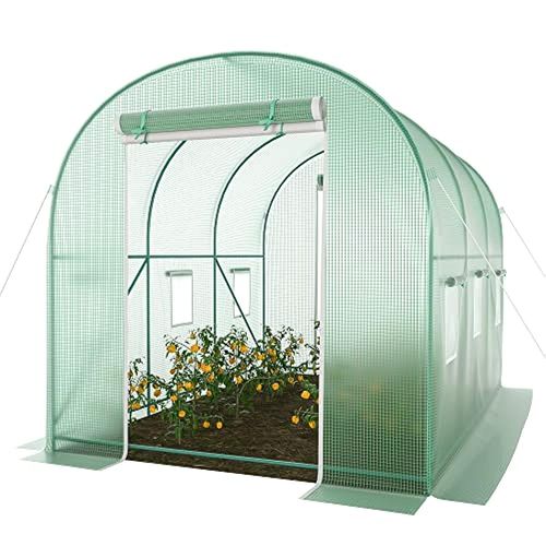 Greone Walk-in Greenhouse 10x7x7 FT Upgraded Green House with Dual Zippered Screen Doors amp 6 Screen Windows Heavy Duty Plastic Plant Warm House with