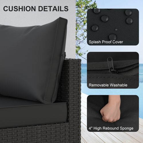 Phonjoroo 5pcs Patio Furniture Sets All Weather Outdoor Sectional Sofa Manual Weaving Wicker Rattan Outdoor Conversation Set with With Cushion